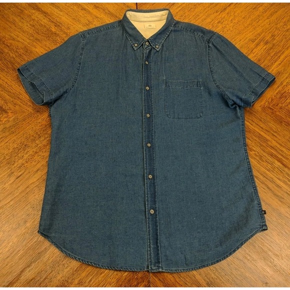 NWT Adriano Goldschmied The Nash Shirt Size LARGE Indigo Blue Linen Blend Fender - Picture 1 of 6